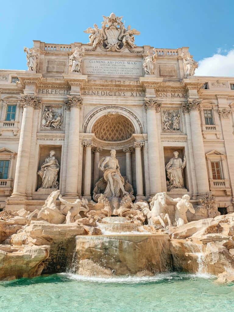 Magnificent Baroque Trevi fountain in Rome, a must visit for a 3 days in Rome itinerary