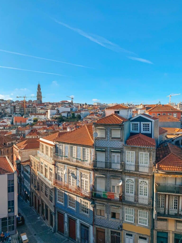 Top 12 Boutique Hotels in Porto, Portugal 53 Colorful rooftops under a clear sky in Porto, Portugal, taken by me