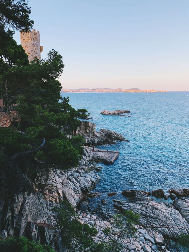 Rocky coastline with calm blue waters