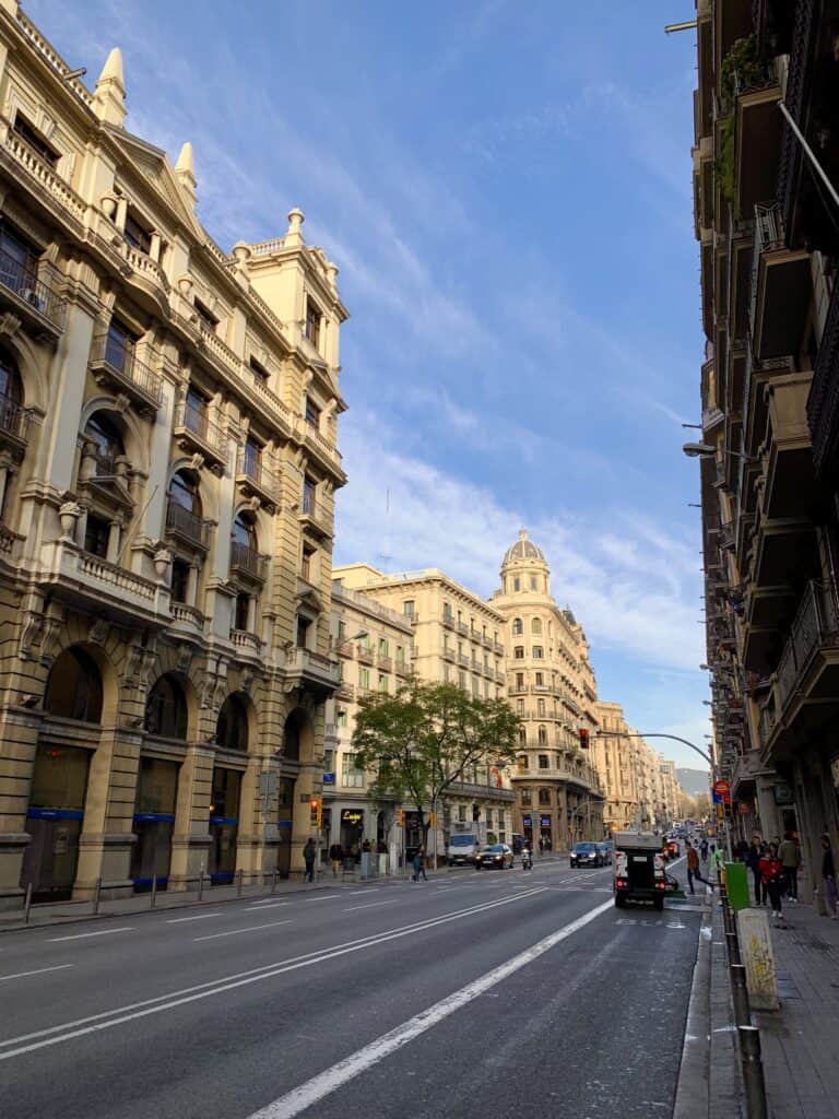 3 day itinerary in Barcelona: Local Guide 17 Wide street with historic buildings lining