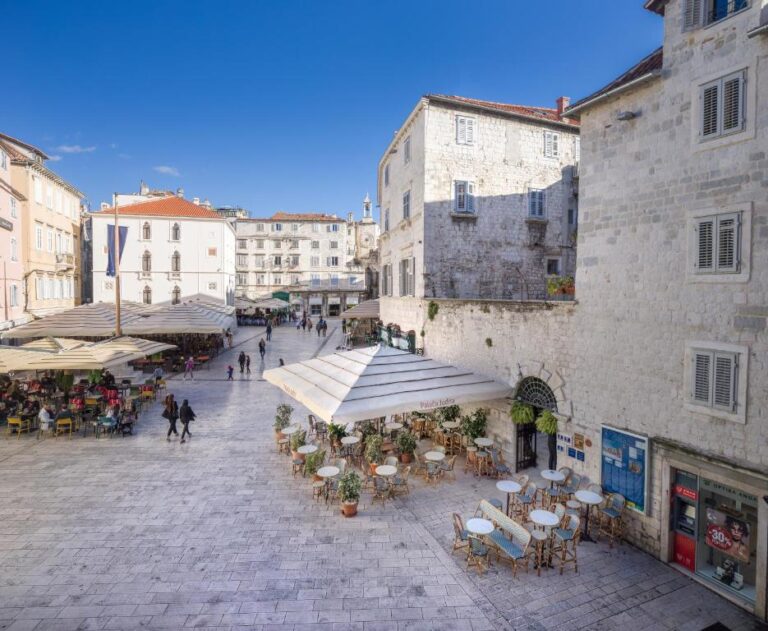 facade of judita palace heritage hotel, one of the most unique boutique hotels in split croatia
