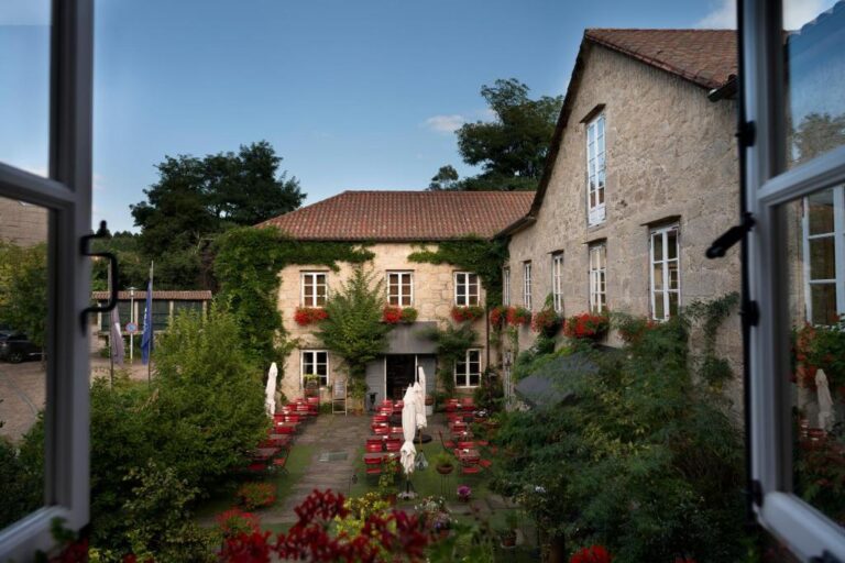 outdoor garden at a quinta da auga, one of the most beautiful boutique hotels in galicia spain