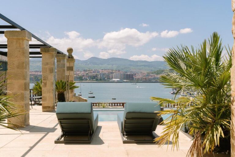 rooftop pool at palacio arriluce, one of the best boutique hotels in bilbao spain
