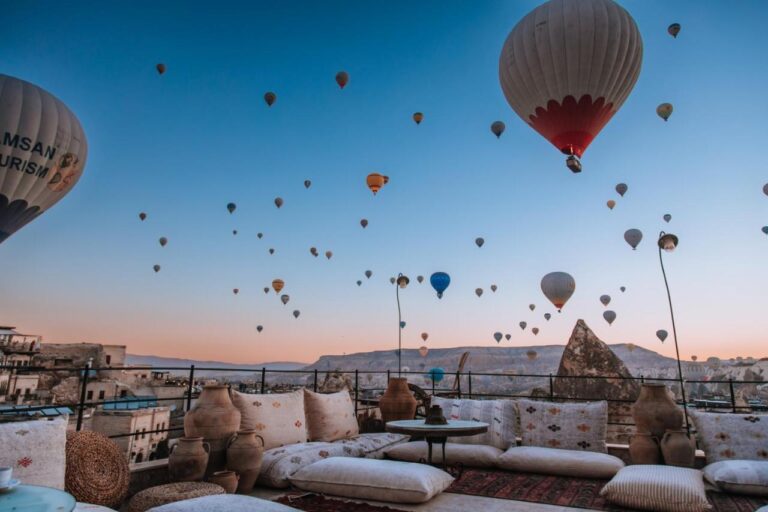 rooftop terrace of taskonat hotel, one of my favorite cave hotels in cappadocia, turkey