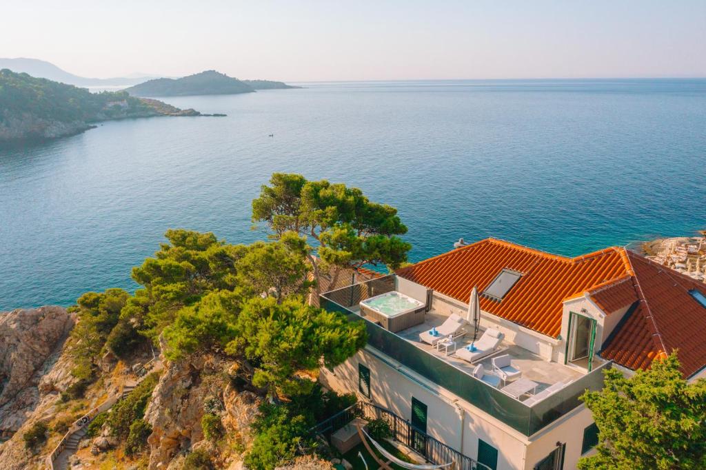 Most Unique Boutique Hotels in Dubrovnik 1 views of bay from villa orabelle, one of the most beautiful boutique hotels in dubrovnik, croatia