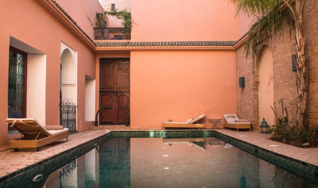 10 Unique Riads in Marrakech with Pool 1 pool area palais riad lamrani marrakech morocco
