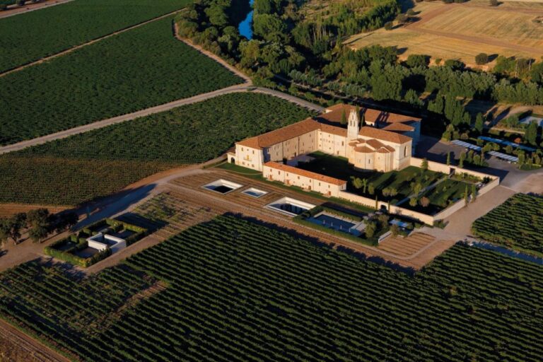 sky view of abadia retuerta le domaine luxury hotel, one of the best hotels in ribera del duero wine region in spain