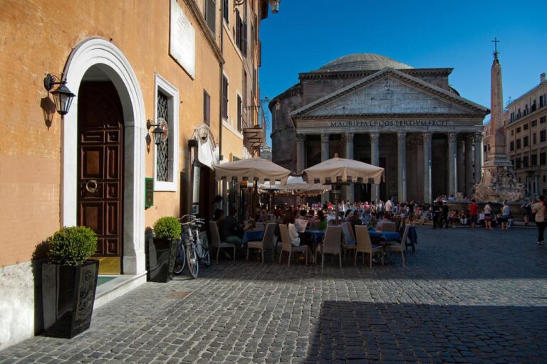 view from entrance door at antico albergo del sole near pantheon, one of the most unique boutique hotels in rome italy