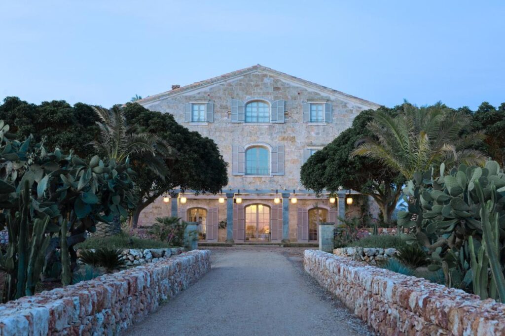 Unique Boutique Hotels in Menorca 2 view of facade from garden at son vell luxury boutique hotel in menorca spain